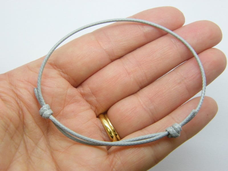 8  Waxed cord knot grey bracelet 15