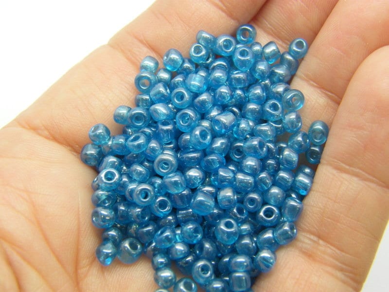 400 Blue seed beads 4mm glass SB103B  - SALE 50% OFF