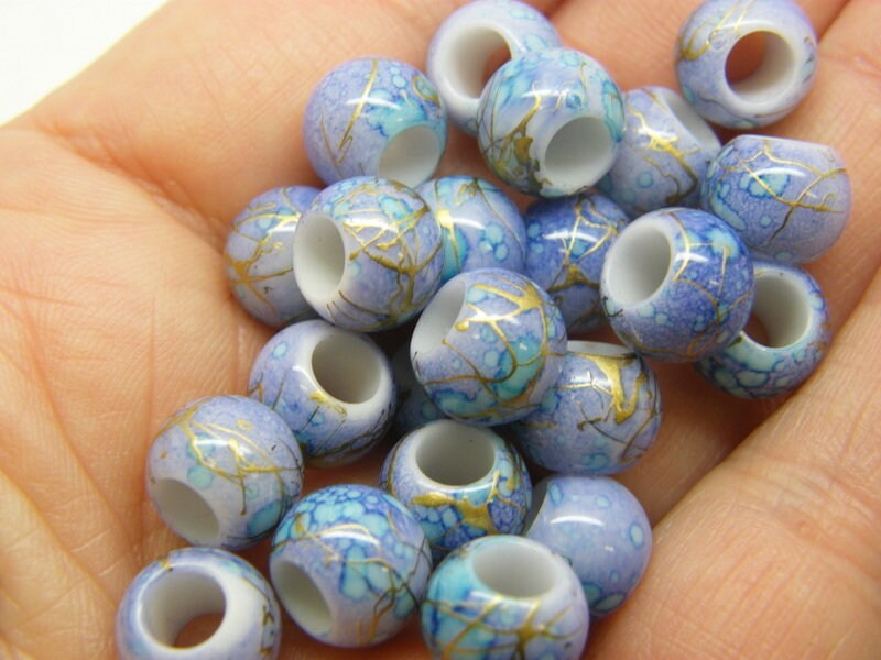 40 Drawbench beads 10mm purple blue acrylic BB704 - SALE 50% OFF