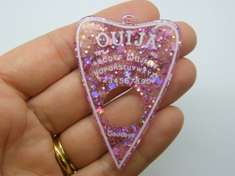 2 Ouija board [lanchette pendants clear pink glitter pendants HC584