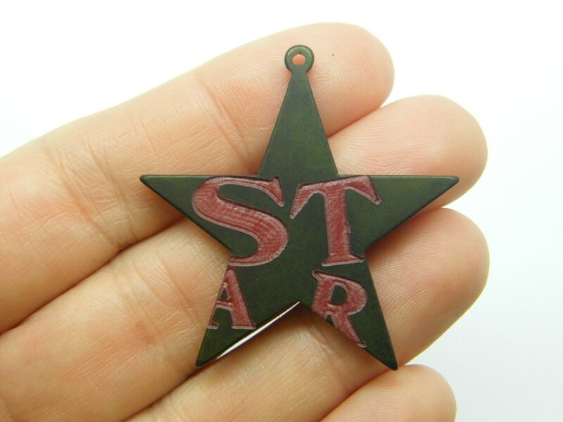 4 Star and word star pendants maroon black S262