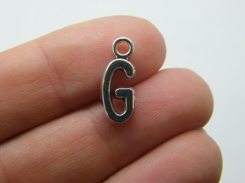 12 Letter G charms antique silver tone