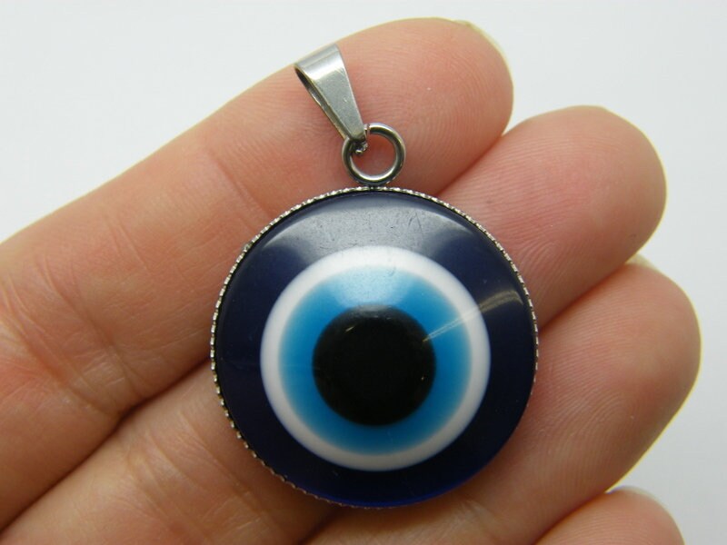 1 Evil eye pendant lamp work glass and stainless steel I10