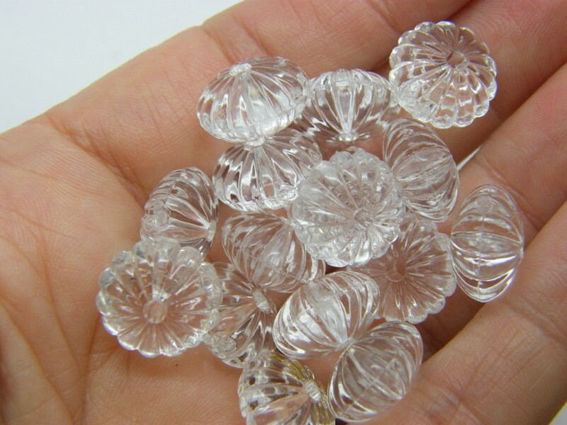 50 Pumpkin beads clear acrylic HB13  - SALE 50% OFF