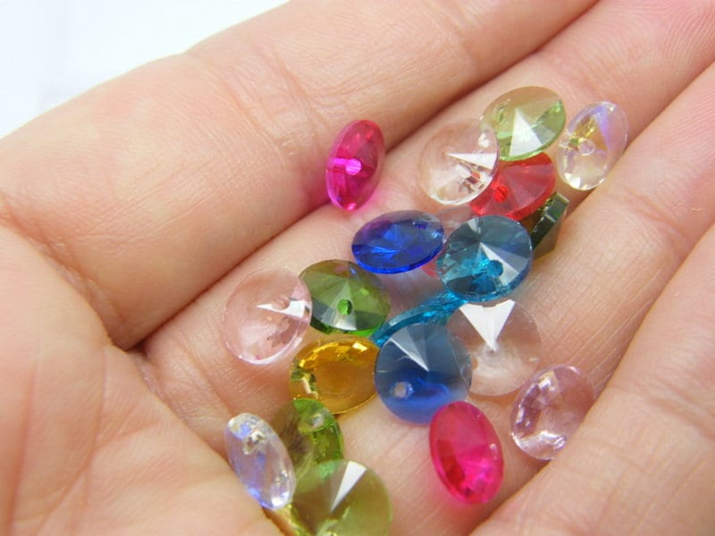 1 Box 180 faceted round birthstone charms glass