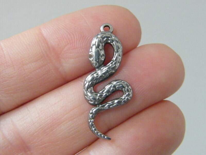 1 Snake pendant dark silver tone stainless steel A1248