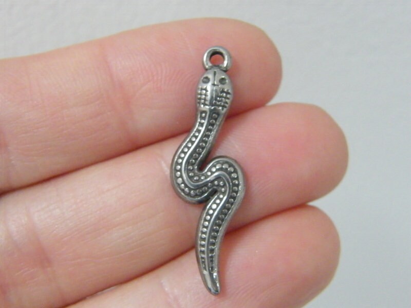1 Snake pendant dark silver tone stainless steel A1247