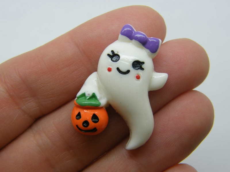 8 Ghost girl Halloween embellishment cabochons resin HC956