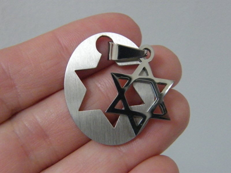 1 Star of David cut out 2 part pendant stainless steel R9