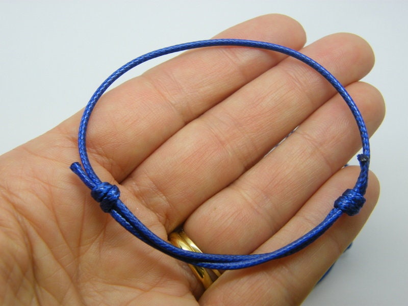 8  Waxed cord knot dark blue bracelet 14