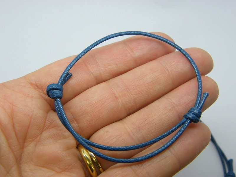 8  Waxed cord knot blue bracelet 13