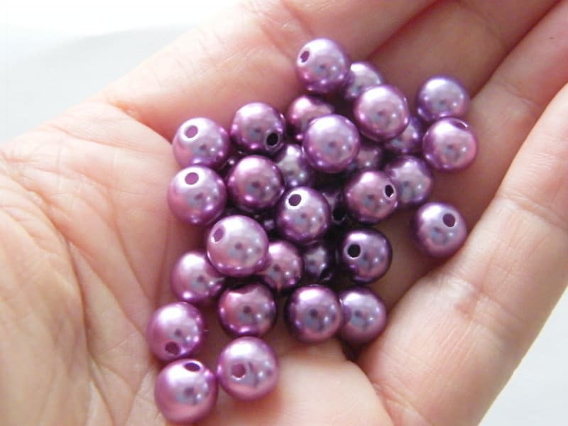 100 Purple 8mm beads acrylic AB122