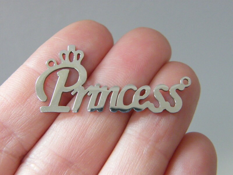 1 Princess crown connector charms stainless steel M391