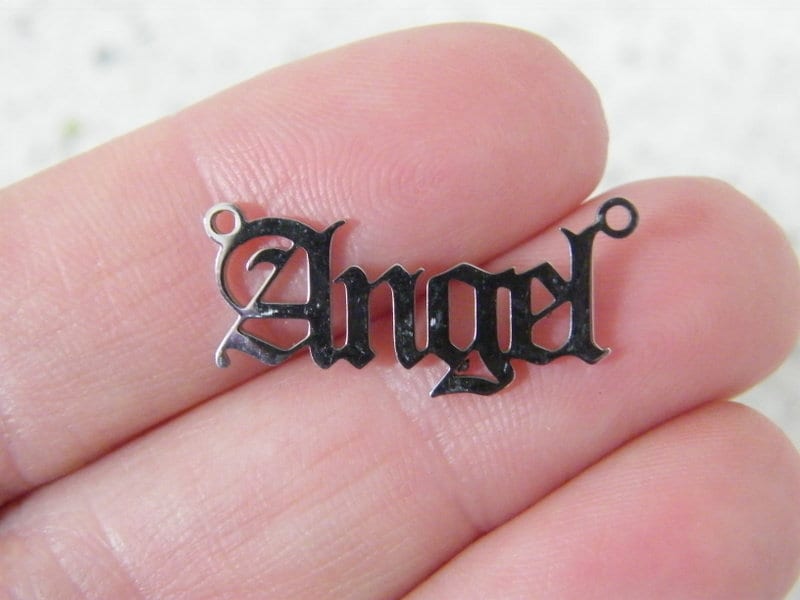 1 Angel word connector charm stainless steel AW45