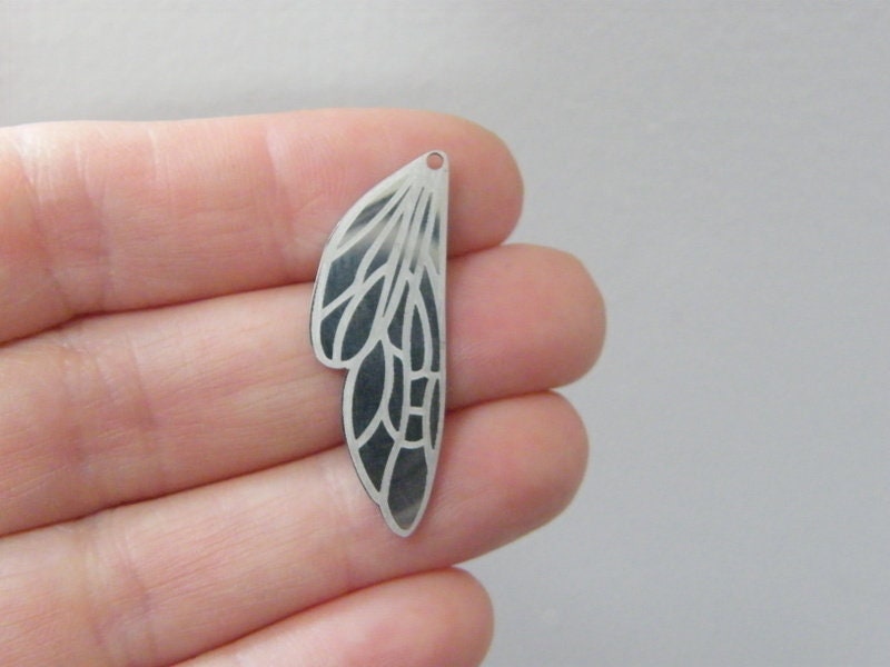2 Butterfly wing pendants stainless steel A418