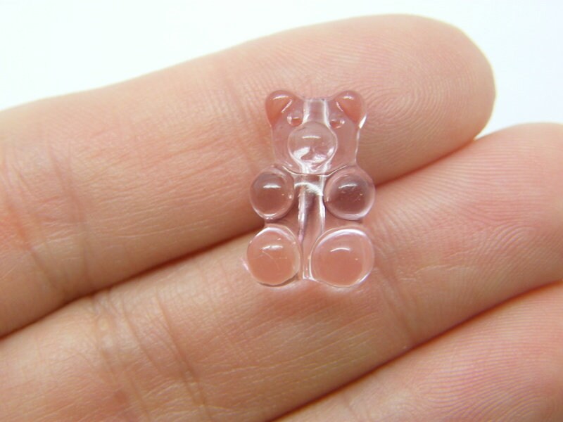 30 Teddy bear jelly sweet beads pink acrylic AB467   - SALE 50% OFF