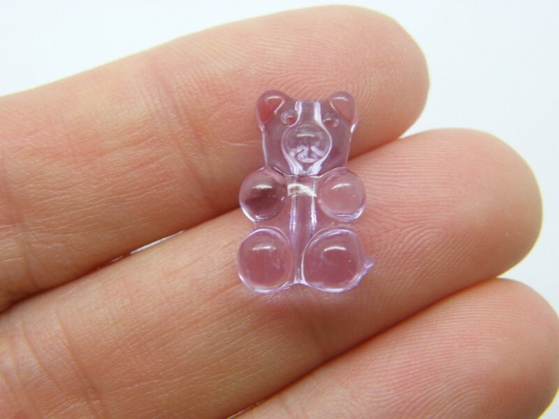 30 Teddy bear jelly sweet beads purple acrylic AB469