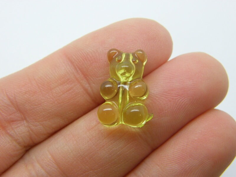 30 Teddy bear jelly sweet beads green acrylic AB470   - SALE 50% OFF