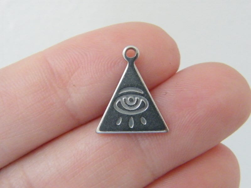 2 All seeing eye charms stainless steel WT90