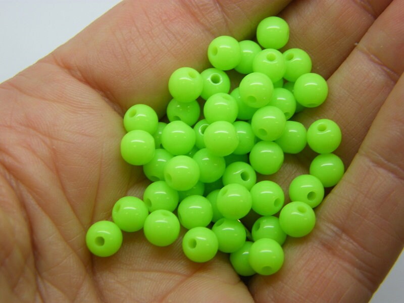 120 Green neon beads 6mm  acrylic AB432