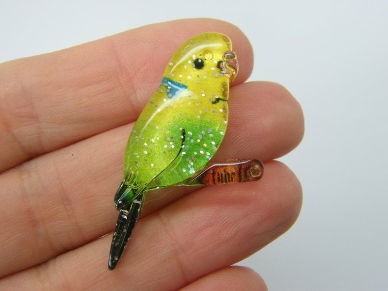 8 Parakeet budgie bird embellishment cabochons resin B124
