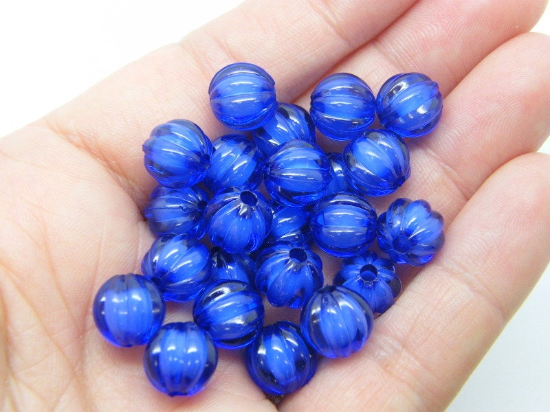 50 Pumpkin beads royal blue 10mm acrylic HB22 - SALE 50% OFF