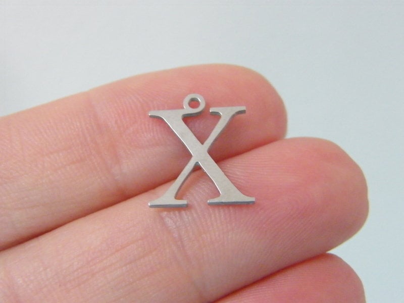 2 X Greek alphabet charms stainless steel M635