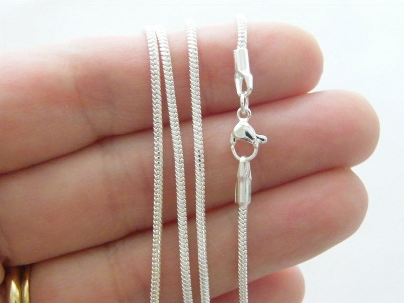 1 Snake chain necklace 40cm or 16" silver plated 2mm thick