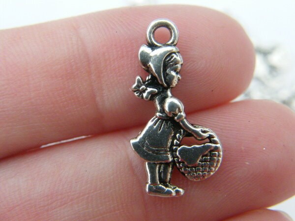 10 Girl charms antique silver tone P84