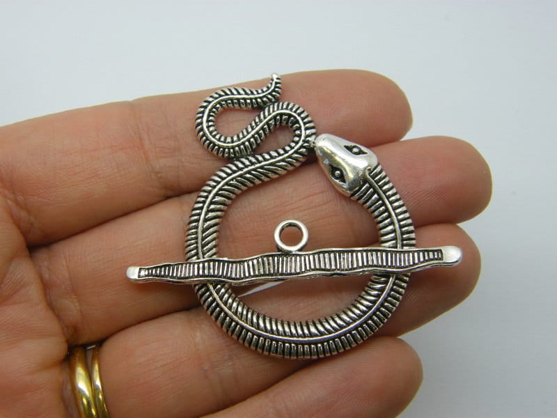 2 Snake toggle clasp sets antique silver tone FS96