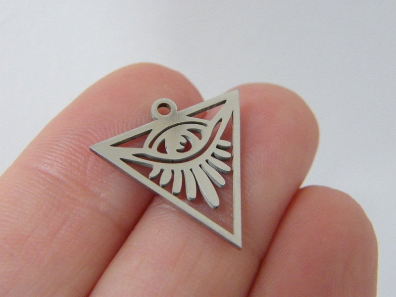 2 All seeing eye charms stainless steel WT92