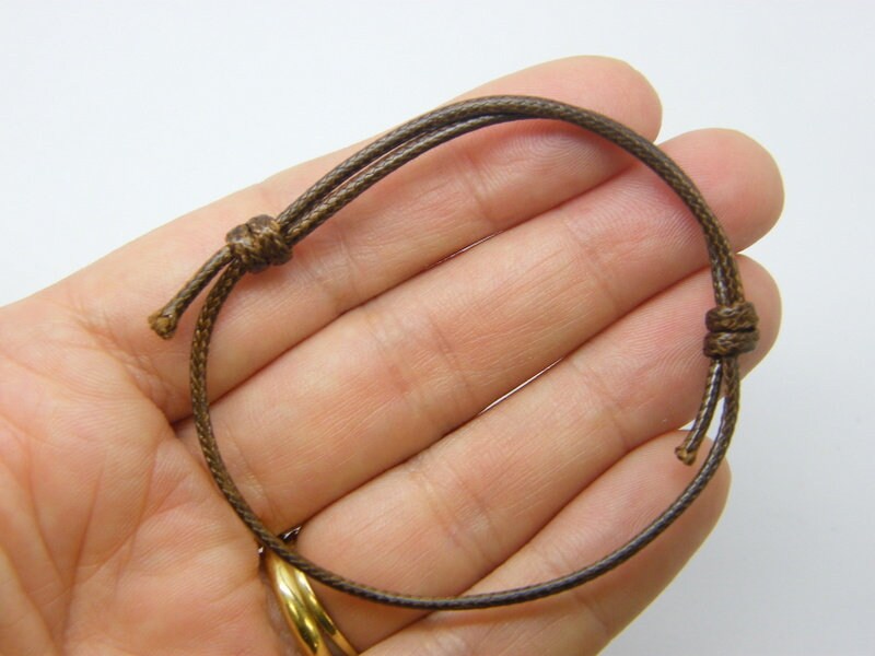 BULK 50  Waxed cord knot brown bracelet 01