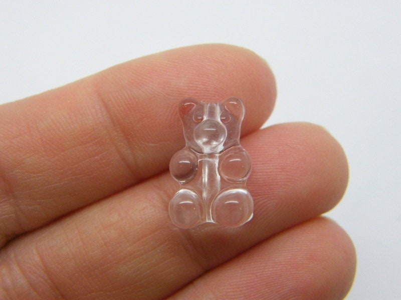 30 Teddy bear jelly sweet beads clear acrylic AB466   - SALE 50% OFF