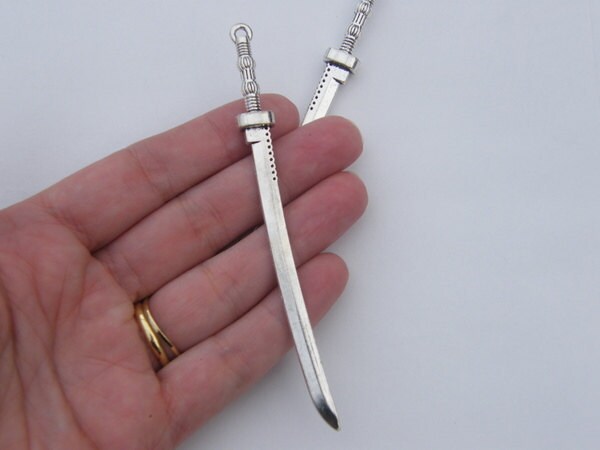 1 Sword pendant antique silver tone SW18