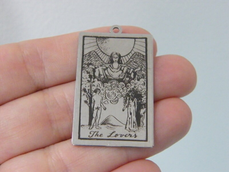 1 The lovers tarot card pendant stainless steel HC623