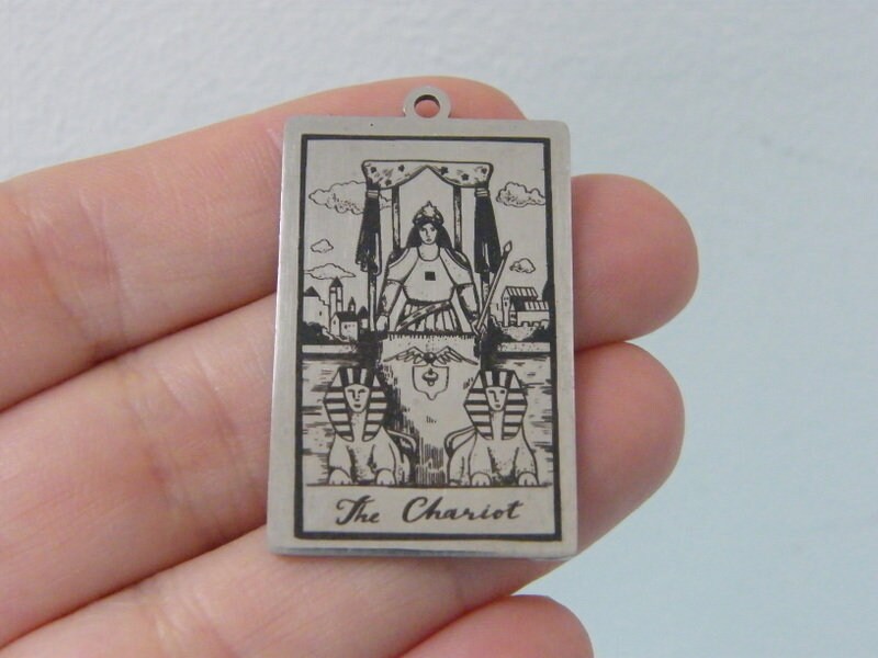 1 The Chariot tarot card pendant stainless steel HC622