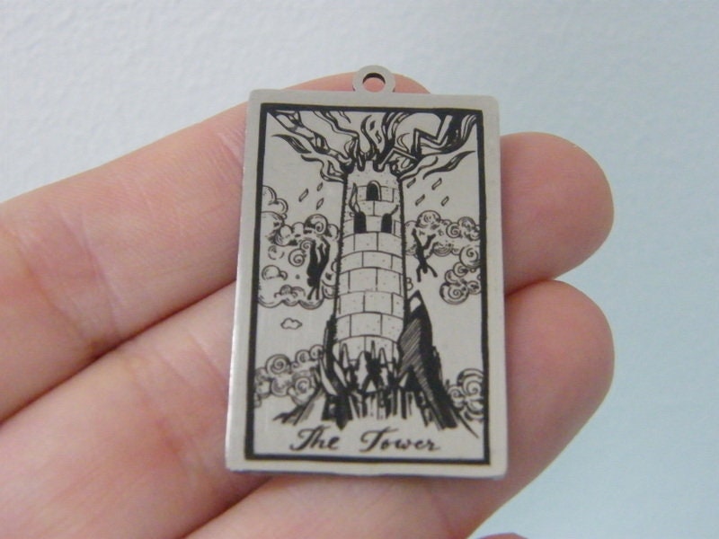 1 The tower tarot card pendant stainless steel HC629