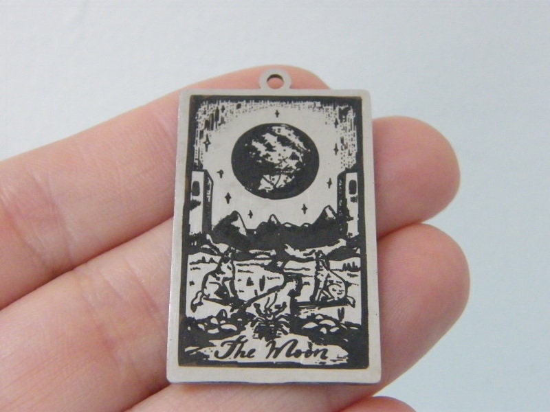 1 The moon tarot card pendant stainless steel HC627