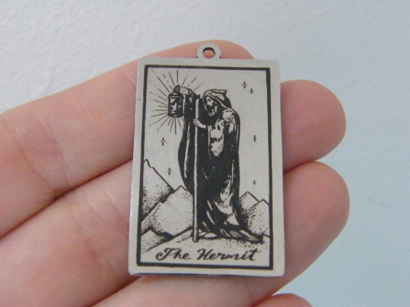 1 The hermit tarot card pendant stainless steel HC619