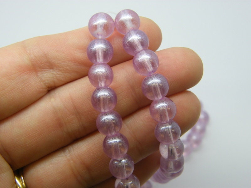 100 Lavender beads 8mm glass B165