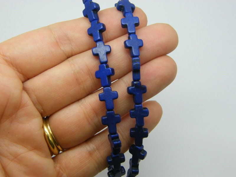 36 Indigo blue cross beads  10 x 8 x 3mm SK28