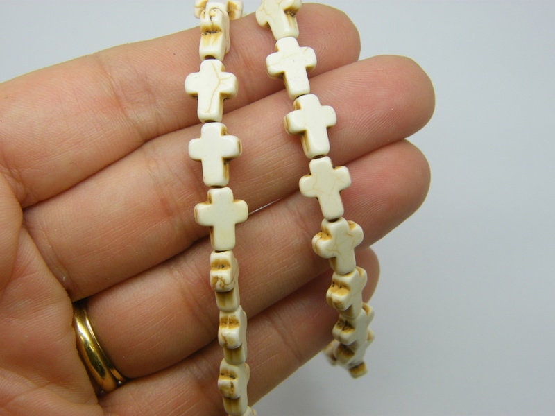 36 Off white cross beads  10 x 8 x 3mm SK28