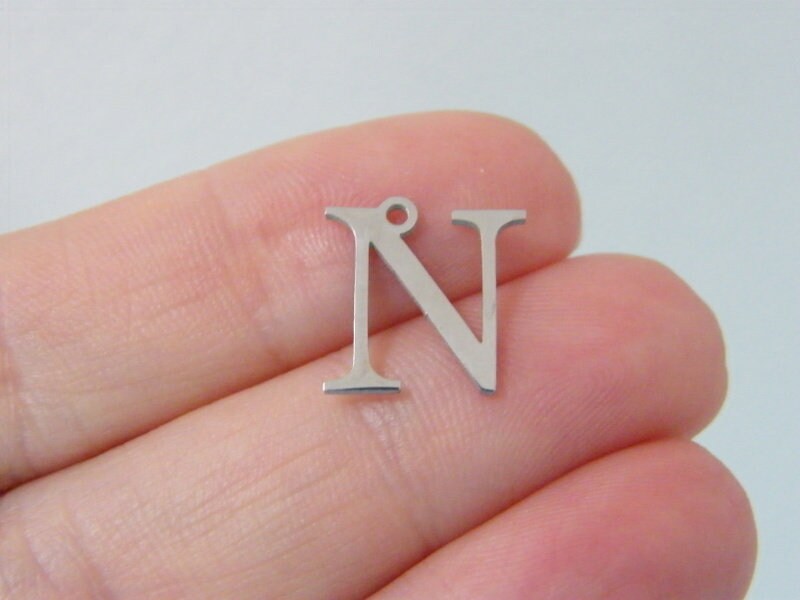 2 N Greek alphabet charms stainless steel M93