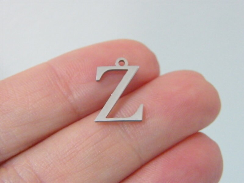 2 Z Greek alphabet charms stainless steel M20