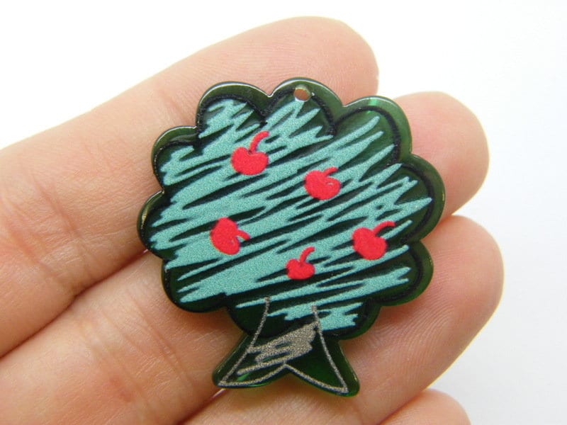 8 Cute  Apple tree pendants transparent green red acrylic T20