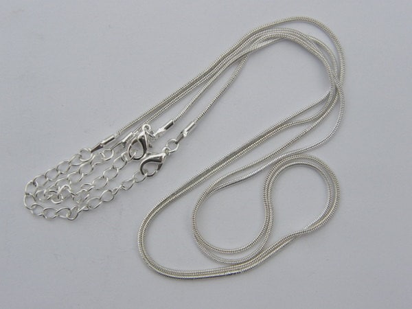 2 Necklace chains 46cm 18" silver plated with extension FS118