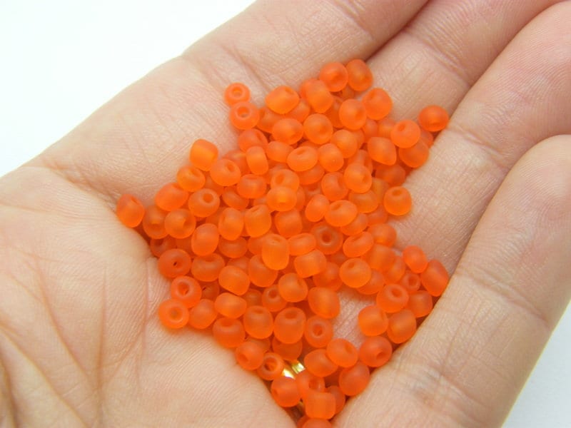 400 Seed beads frosted orange 4mm glass SBM9
