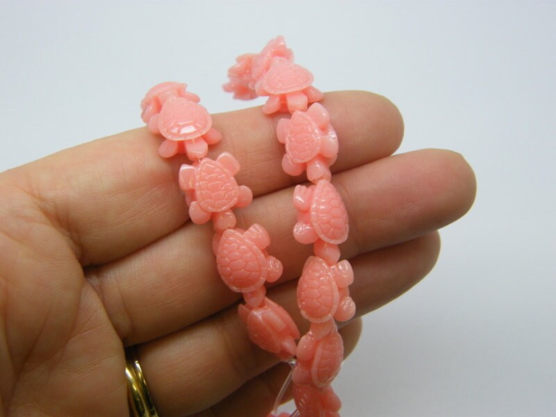 18 Turtle spacer beads synthetic resin pink FF  - SALE 50% OFF