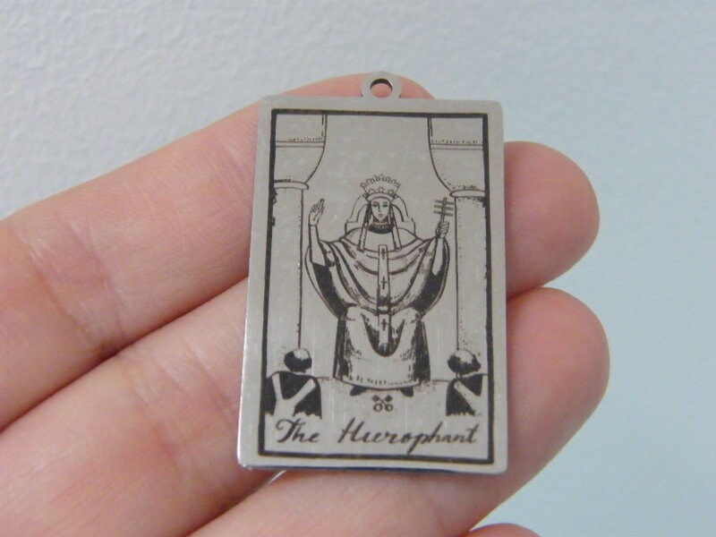 1 The hierophant tarot card pendant stainless steel HC632