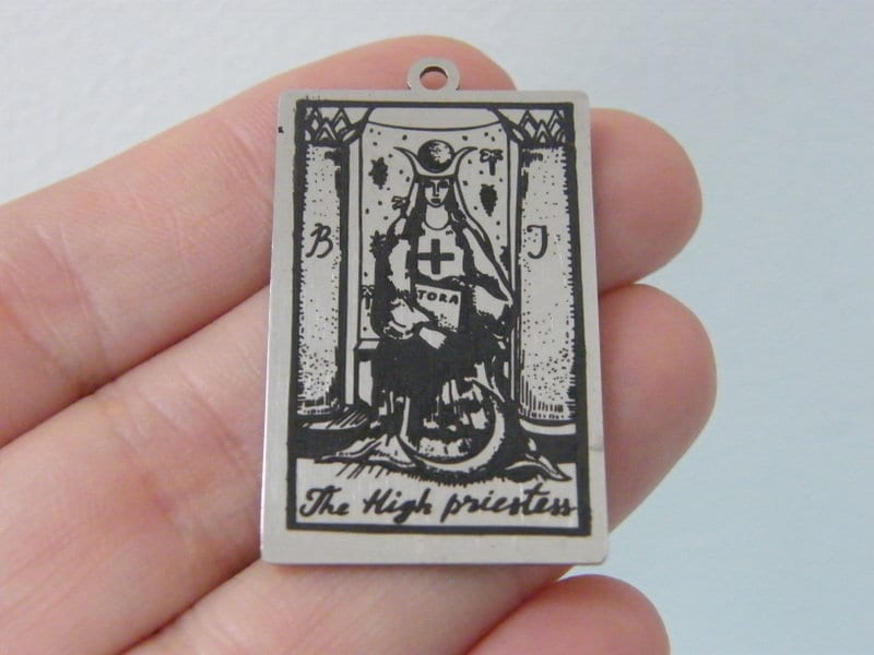1 The high priestess tarot card pendant stainless steel HC611